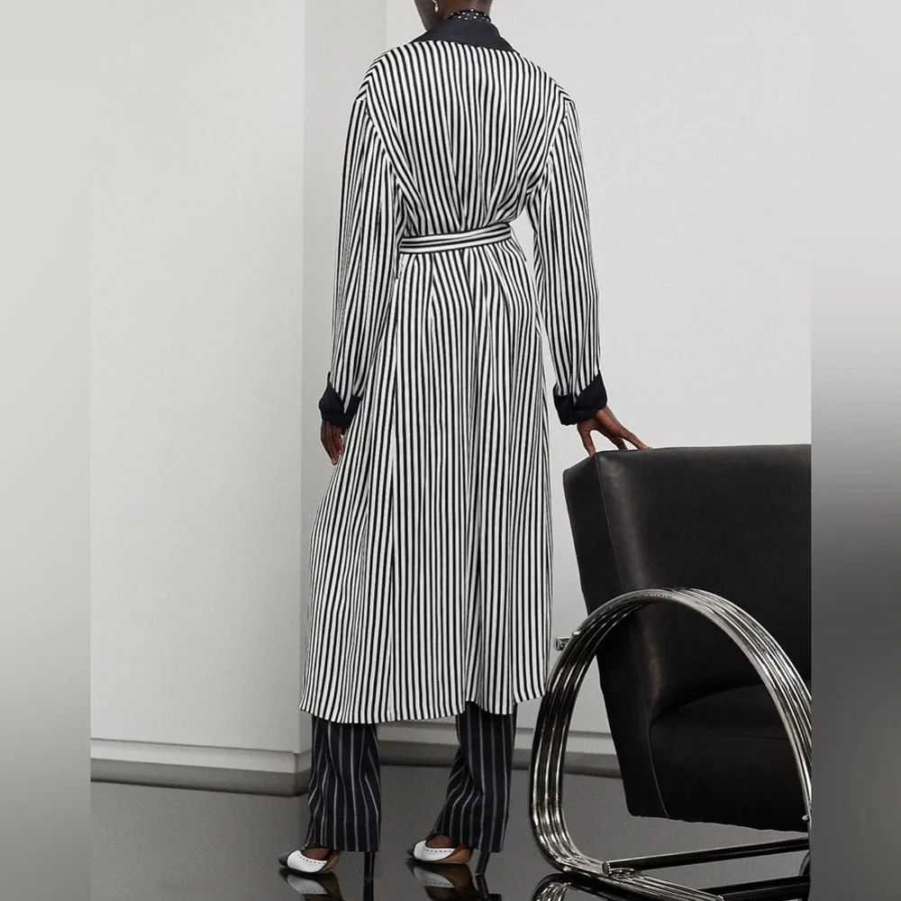 Ralph Lauren $2890 Purple Label Black and White Stripe Kalpita Coat Size 10 - Picture 4 of 15